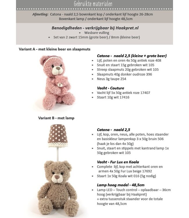 Haakpret Bear table lamp -  Design A5 (Dutch)   - Anja Toonen