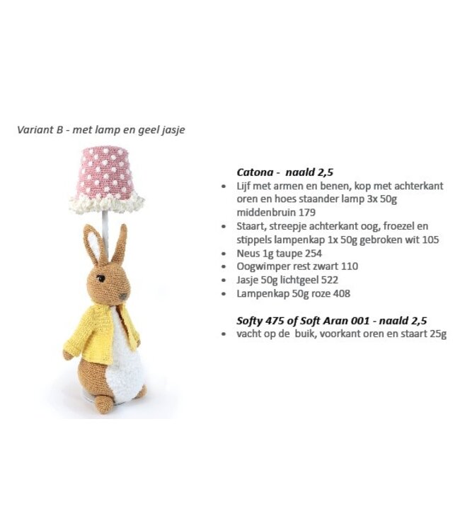 Haakpret Rabbit table lamp -  Design A5 (Dutch)   - Anja Toonen