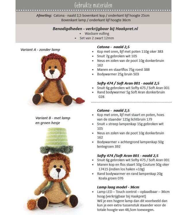 Haakpret Lion table lamp -  Design A5 (Dutch)   - Anja Toonen