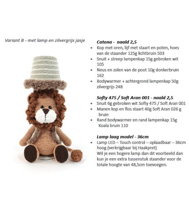 Haakpret Lampe de table Lion - A5 (Néerlandais)   - Anja Toonen