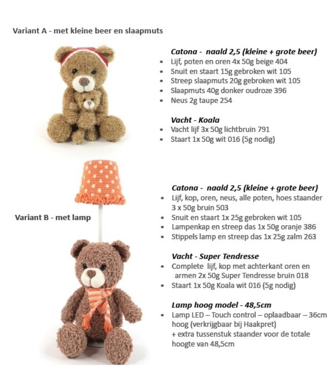 Haakpret Bär Tischlampe  - Häkelanleitung A5 (Niederländisch)  - Anja Toonen