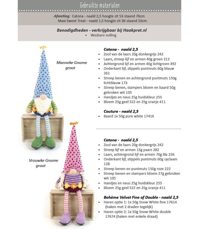 Haakpret Gnome Blume - Häkelanleitung A5 (Niederländisch)  - Anja Toonen