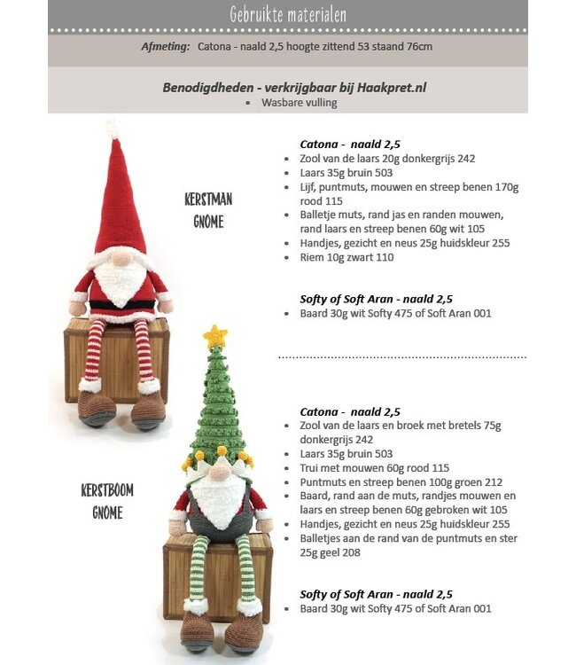 Haakpret Gnome Kerst - A5  werkbeschrijving - Anja Toonen