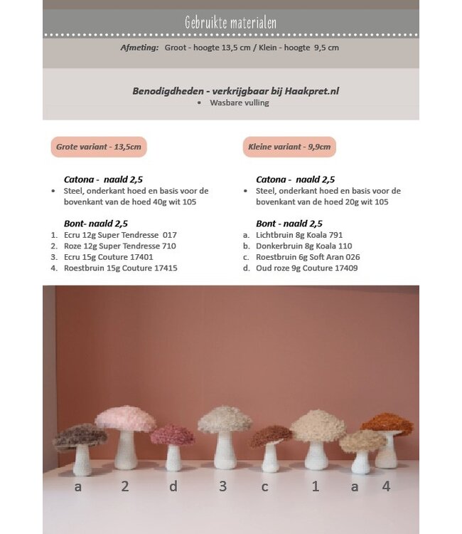 Haakpret Fluffy mushrooms -  Design A5 (Dutch)   - Anja Toonen