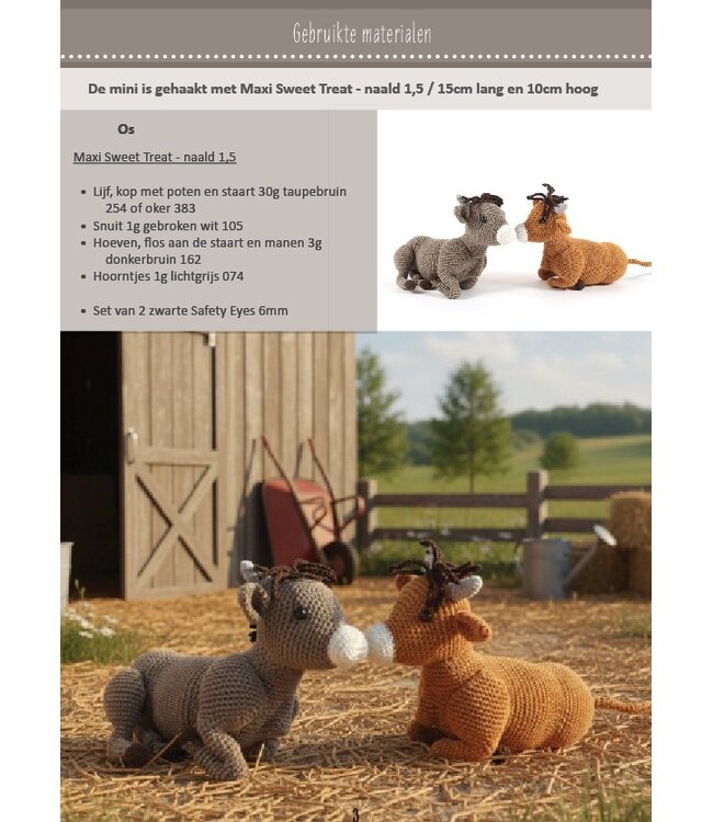 Haakpret Mini beesies Os - Häkelanleitung A5 (Niederländisch)  - Anja Toonen