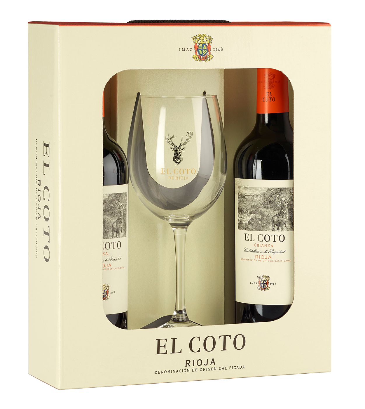 Aanpassen plank Economisch El Coto Crianza (2 flessen met glas in geschenkverpakking) - Wijn en Druif  - Wijnwinkel en Delicatessen