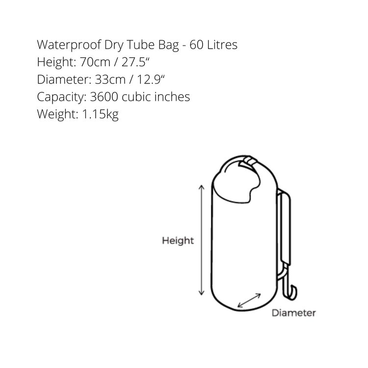 Overboard Overboard  Backpack Dry Tube 60 Liter grijs