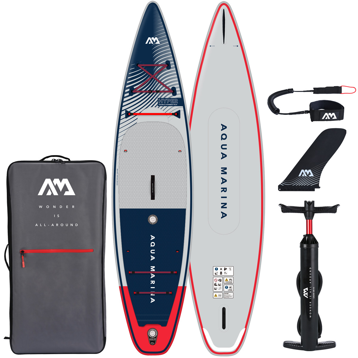 Aqua Marina Hyper 12FT Navy Touring SUP With Hydrodynamic Rail Edges & Adjustable Bungee [BT-23HY02] (SAK23285)