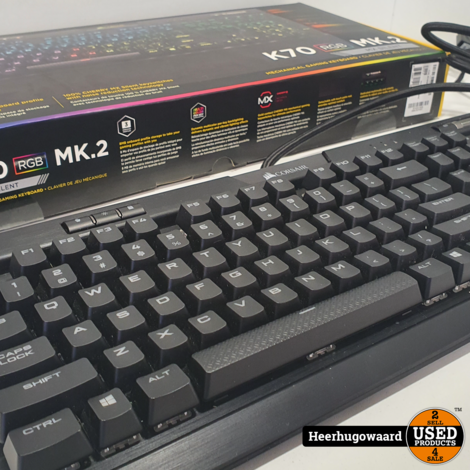 Corsair K70 MK.2 RGB MX Silent Gaming Keyboard Compleet in Nette Staat