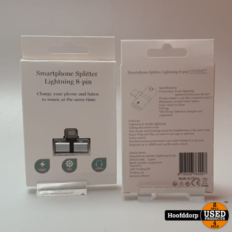 Smartphone splitter Lightning 8-pin Nieuw in blister