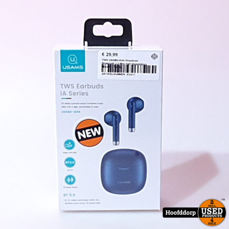TWS USAMS-IA04 Draadloze Bluetooth 5.0 Mini met Oplaaddoos (Blauw) | Nieuw