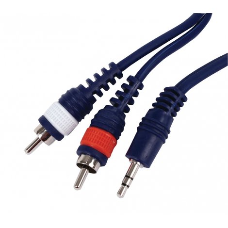 HQ Stereo Audiokabel 3.5 mm Male - 2x RCA Male 3.00 m Blauw