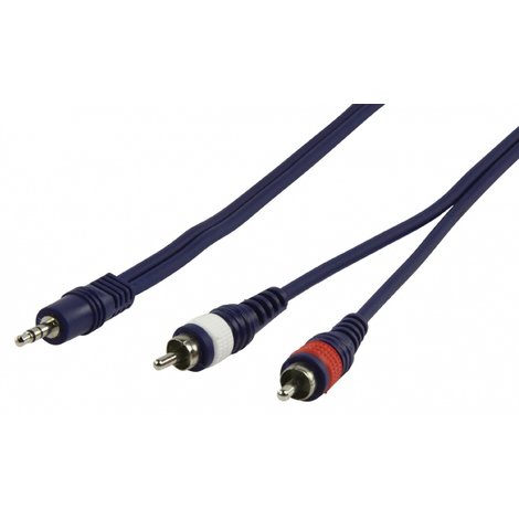 HQ Stereo Audiokabel 3.5 mm Male - 2x RCA Male 3.00 m Blauw