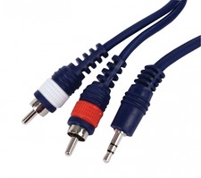 HQ Stereo Audiokabel 3.5 mm Male - 2x RCA Male 3.00 m Blauw