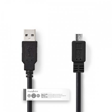 Kabel USB 2.0 | A male - Micro B male | 1,0 m | Zwart