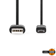 USB-Kabel | USB 2.0 | USB-A Male | USB Micro-B Male | 480 Mbps | Vernikkeld | 0.50 m | Rond | PVC | Zwart | Label