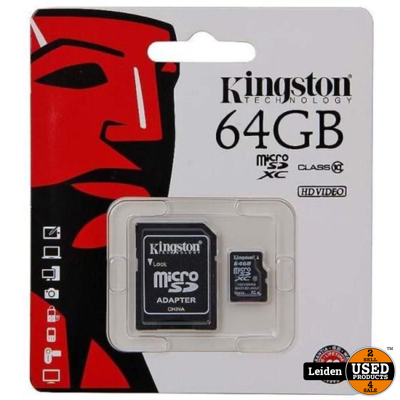 Kingston Micro SD Kaart 64GB met SD Adapter Zwart - Used Leiden