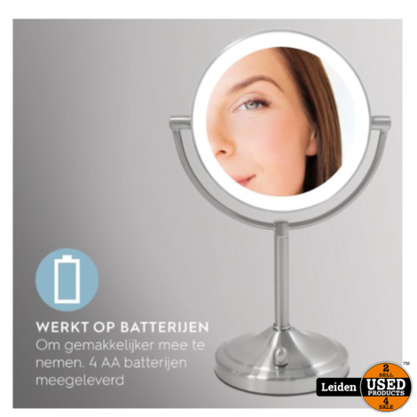 HoMedics MIR8150 Dubbelzijdige Make Up Spiegel met Verlichting - Vrijstaand - 7x vergroting - spiegel met ringverlichting (NIEUW uit doos)