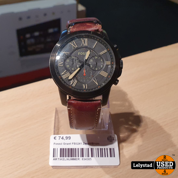 Fossil Grant FS5241 Zwart Bruin Used Products Lelystad