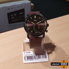 Fossil Q Commuter FTW1149 Hybride smartwatch Zwart Bruine band