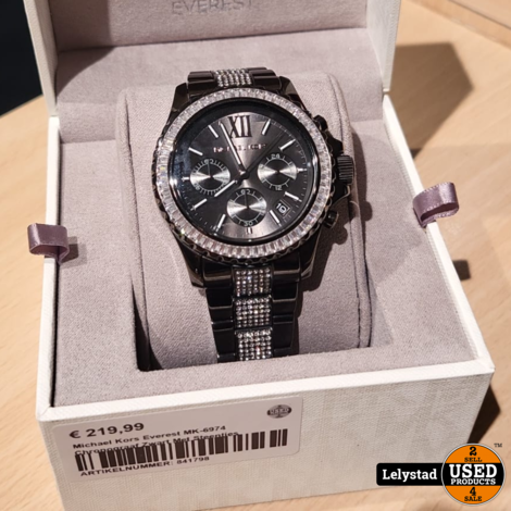 Michael Kors Everest MK-6974 Chronograaf Zwart Met Steentjes