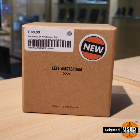 Piet Hein Leff Amsterdam T40 Horloge Leer Goud/Wit/Zwart Ø40mm | Nieuw