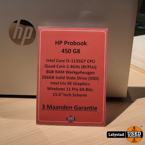 HP Probook 450 G8 I5-1135G7 8GB/256GB SSD Win 11 Pro