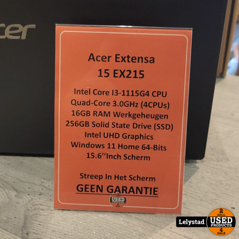 Acer Extensa 15 EX215 I3-1115G4 8GB/256GB SSD Win 11 Pro