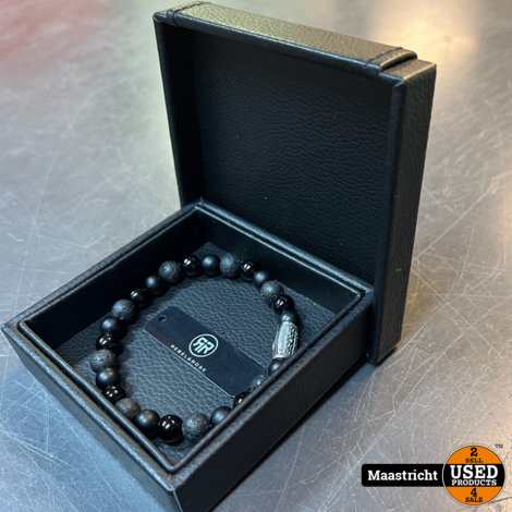 REBEL en ROSE armband black rocks 8mm nieuwstaat 18cm | nwpr. 42.50 euro