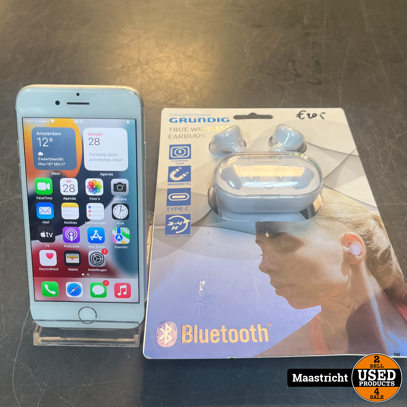 Iphone 7 grijs + bluetooth oortjes , GB, accu 70% - microfoon werkt niet (telefoon) - Used Products Maastricht