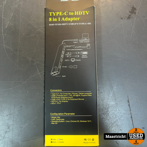 Type-C to HDTV 8 in 1 Adapter