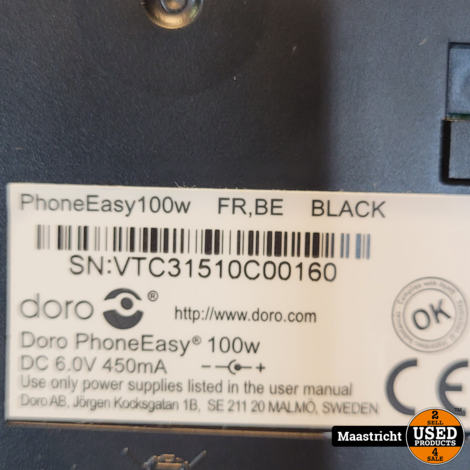 Doro Phone Easy 100W Mono Black - in goede staat - incl. handleiding - 1 maand garantie.