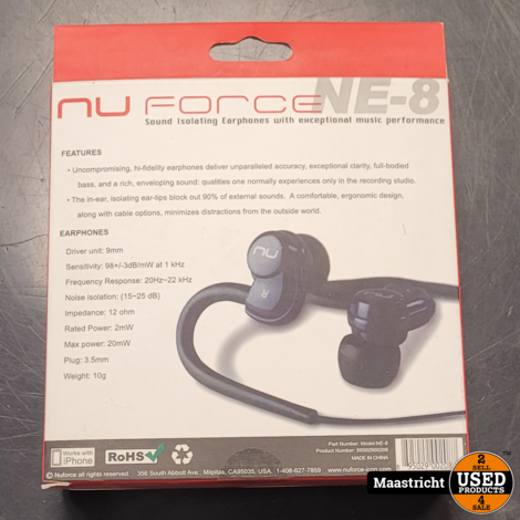 NuForce NE 8 in-ear headphone  BLAUW (elders € 49,99)