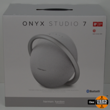 NIEUW IN DOOS: Harman Kardon Onyx Studio 7 Bluetooth Speaker - Met ingebouwde accu - incl. adapter en doos - Zilvergrijs