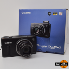 ZGAN IN DOOS: Canon Powershot SX240 HS Digitale Fotocamera - NIEUWSTAAT - incl. doosje, polsbandje, 8GB SD-kaart, 1x accu, oplader met stroomkabel, USB-kabel en boekjes