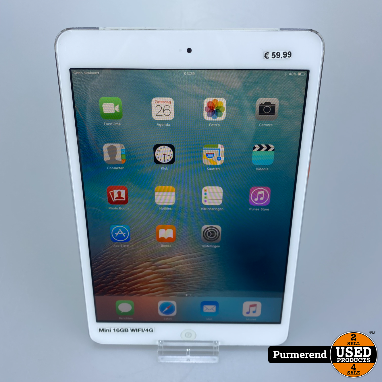 Plons Wegenbouwproces zwaan iPad Mini 16GB Zilver WIFI/4G - Used Products Purmerend