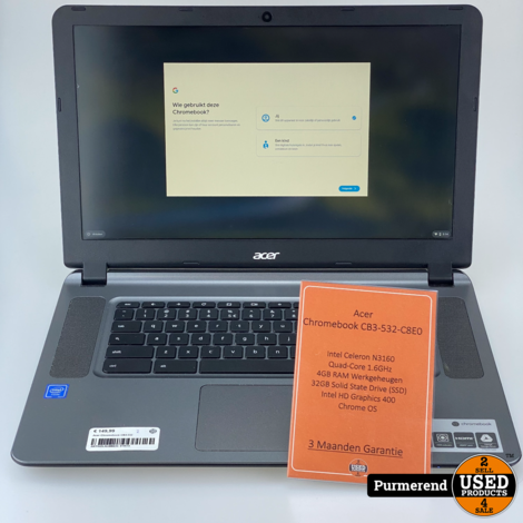 Acer Chromebook CB3-532-C8E0 Intel Celeron 4GB 32GB Laptop