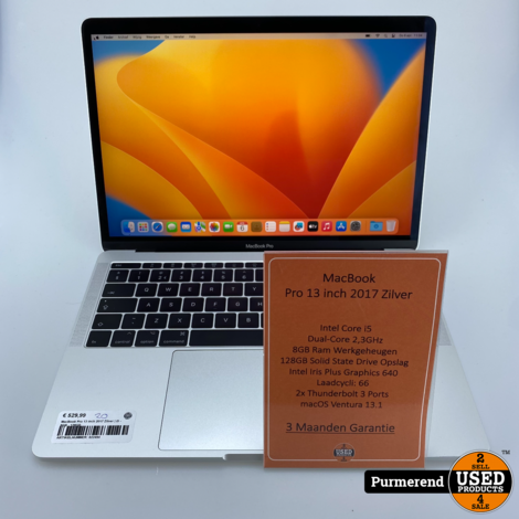 MacBook Pro 13 inch 2017 Zilver | i5 - 8GB - 128GB