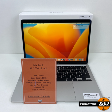 MacBook Air 2020 13 inch i5 8GB 512GB SSD