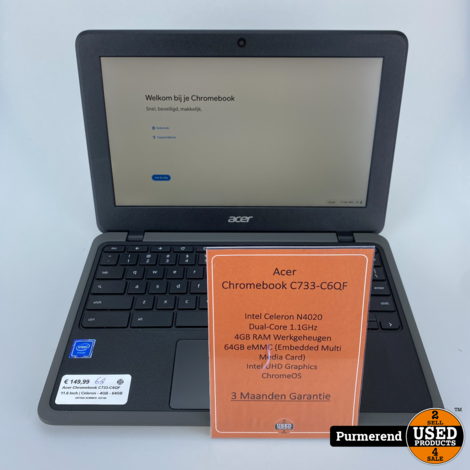 Acer Chromebook C733-C6QF Intel Celeron 4GB  64GB Laptop | Nette staat