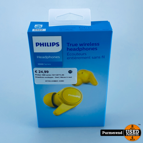 Philips 1000 series TAT1207YL/00 Draadloze oordopjes - Geel | Nieuw in seal