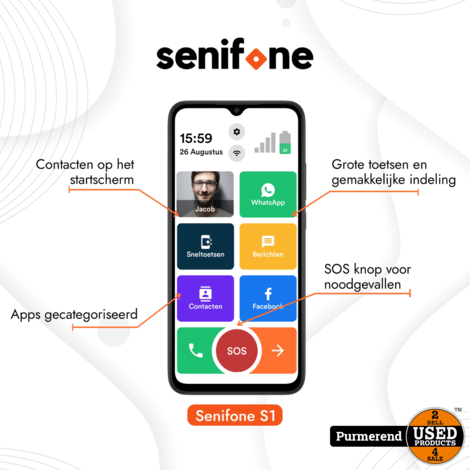Senifone S1 32GB Senioren Smartphone Zwart | Nieuw in Doos