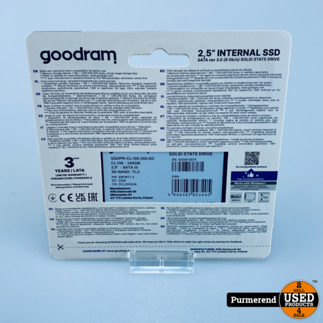 Goodram SSD 240GB SATA3 CL100 Gen 3 | Nieuw in seal