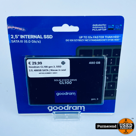 Goodram CL100 gen.3, SSD 2.5, 480GB SATA | Nieuw in seal