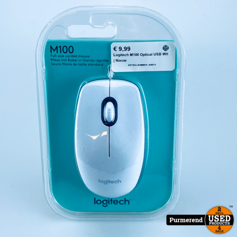 Logitech M100 Optical USB Wit | Nieuw