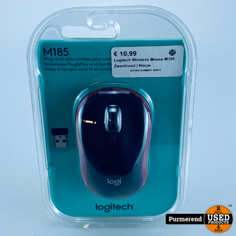 Logitech Wireless Mouse M185 Zwart/rood | Nieuw