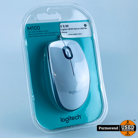 Logitech M100 Optical USB Wit | Nieuw