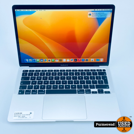 MacBook Air 13 inch 2020 M1 Zilver | 8GB - 256GB