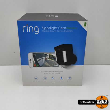 RING Spotlight Cam Battery Zwart - Met Garantie
