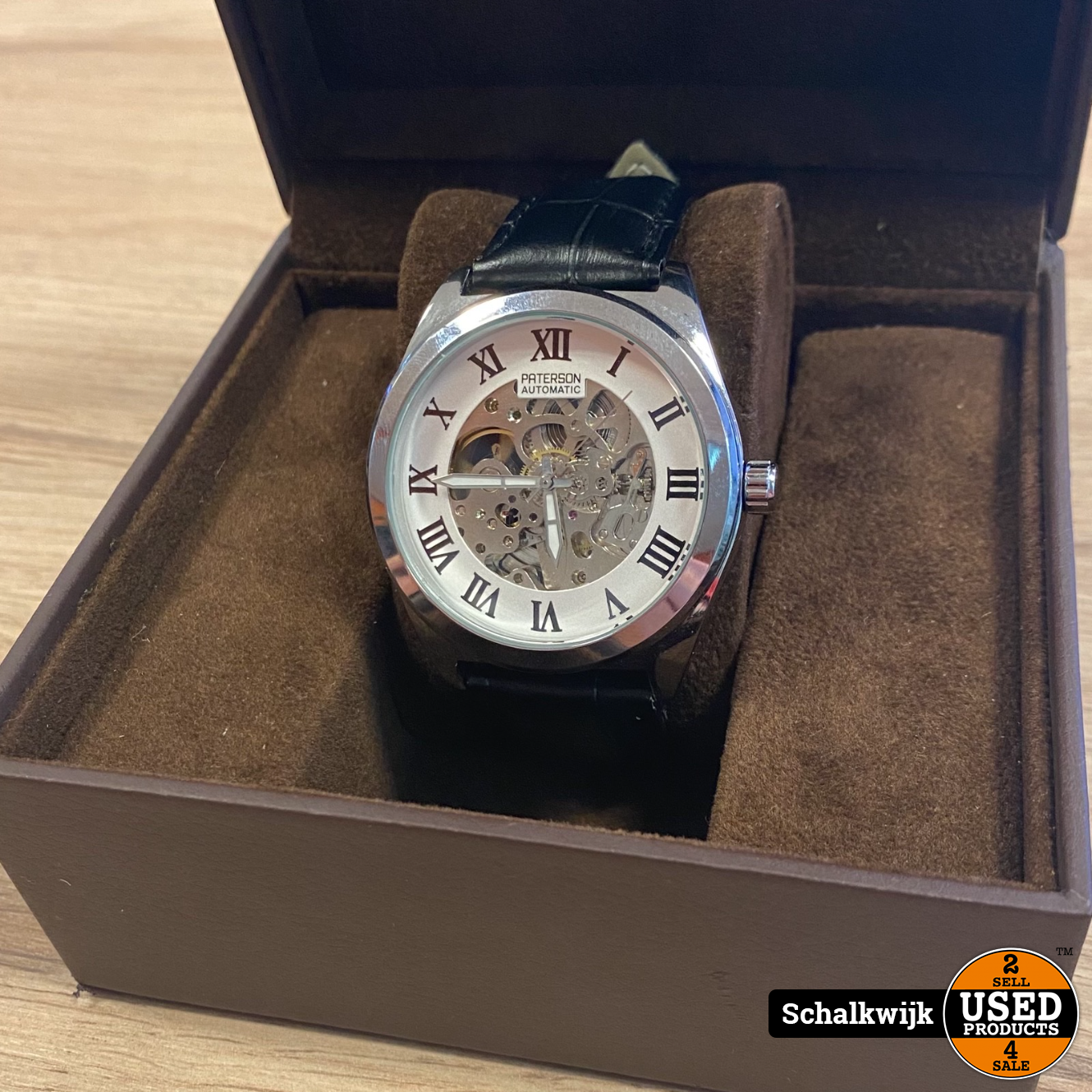 Paterson 3869 horloge automaat, zwart leren band - Used Products Schalkwijk